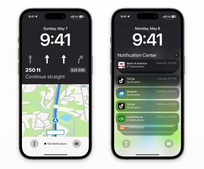 四川苹果维修服务分享iOS17锁屏地图导航半屏显示长什么样 